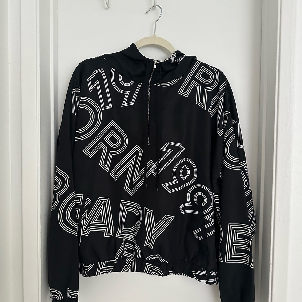 Forever 21 Black Graphic Cape Jacket